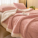Axyaa Cozy Striped Coral Fleece Blanket for Sofa Bed, Autumn Winter Plush Throw