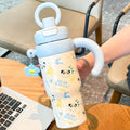 Axyaa Cartoon Thermal Water Bottle with Handle and Straw