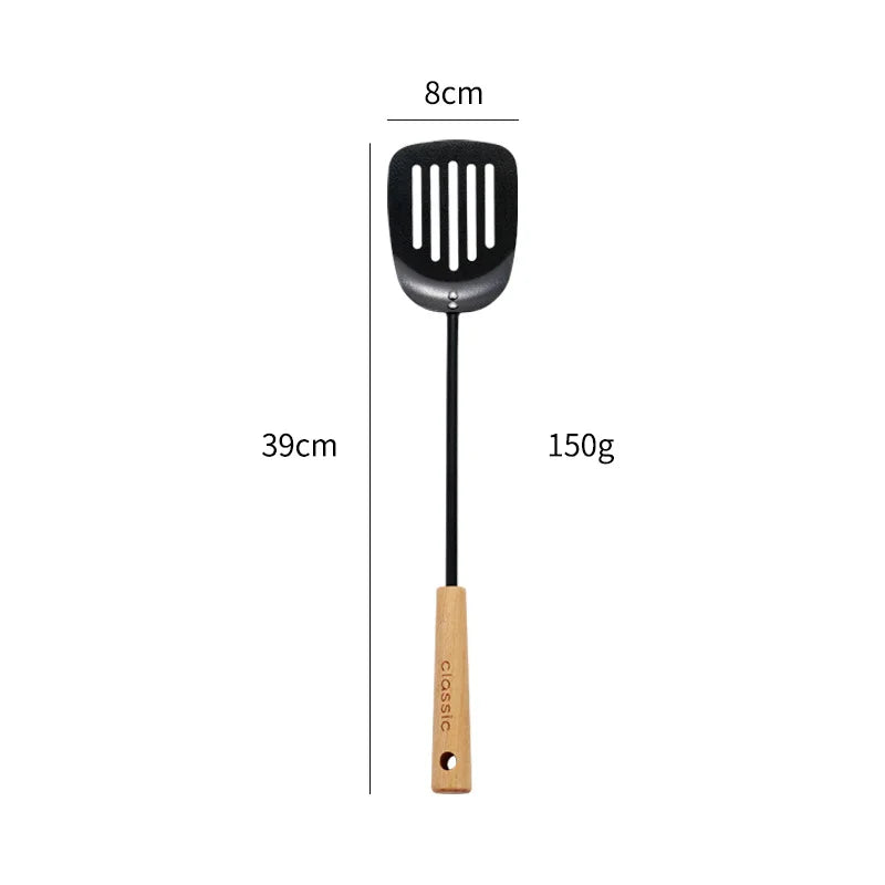 Axyaa Stainless Steel Wooden Handle Kitchen Utensil Set