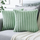 Axyaa White Green Rabbit Hair Cushion Cover Set - Modern Luxury Sofa Pillows