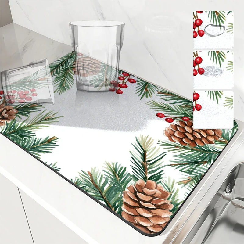 Axyaa Christmas Pine Kitchen Drying Mat