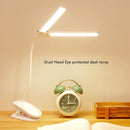 Axyaa Double Head Desk Lamp with Touch Dimming, USB Clip On, Flexible Gooseneck