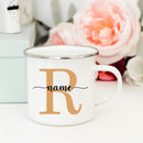 Axyaa Enamel Coffee Mugs with Custom Initial Name - Personalized Outdoor Cups