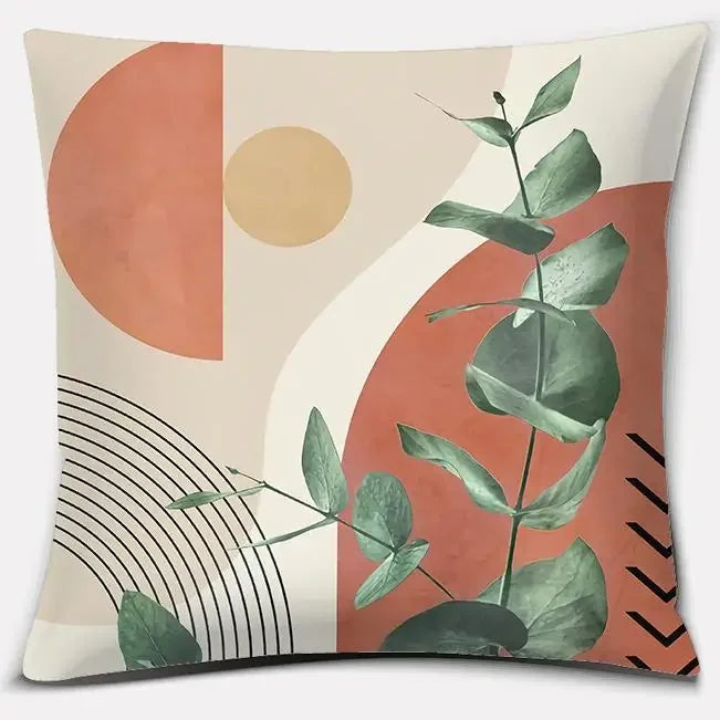 Axyaa Brown Green Abstract Pillow Cover 45x45 - Home Office Bedroom Sofa Car Decoration