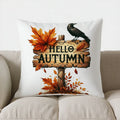 Axyaa Halloween Witch Hat & Pumpkin Decor Pillow Cover for Sofa, Bedroom, Car