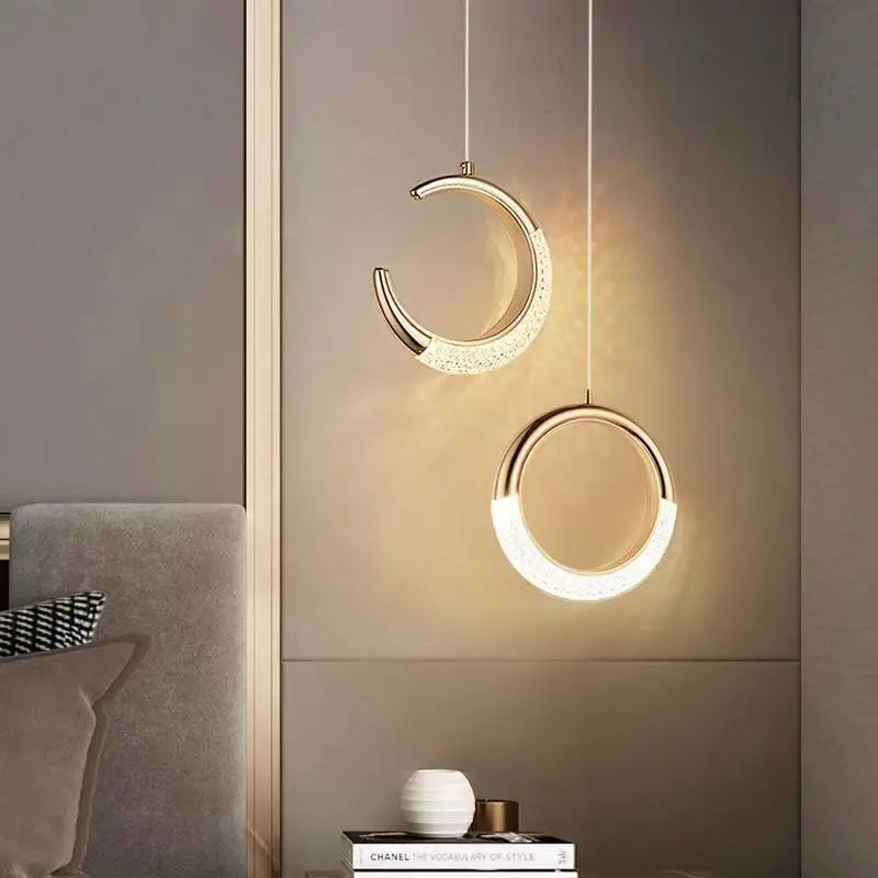 Axyaa Rotatable LED Round Pendant Lamp for Indoor Living Room Art Decor