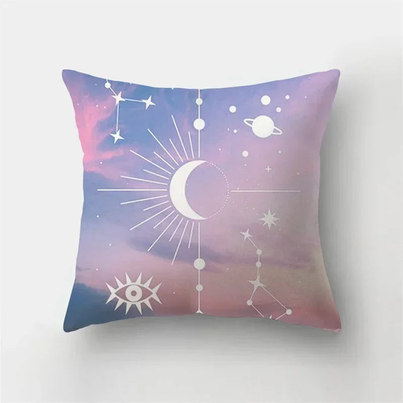 Axyaa Pink Sky Clouds 45x45cm Polyester Cushion Cover for Home Decor