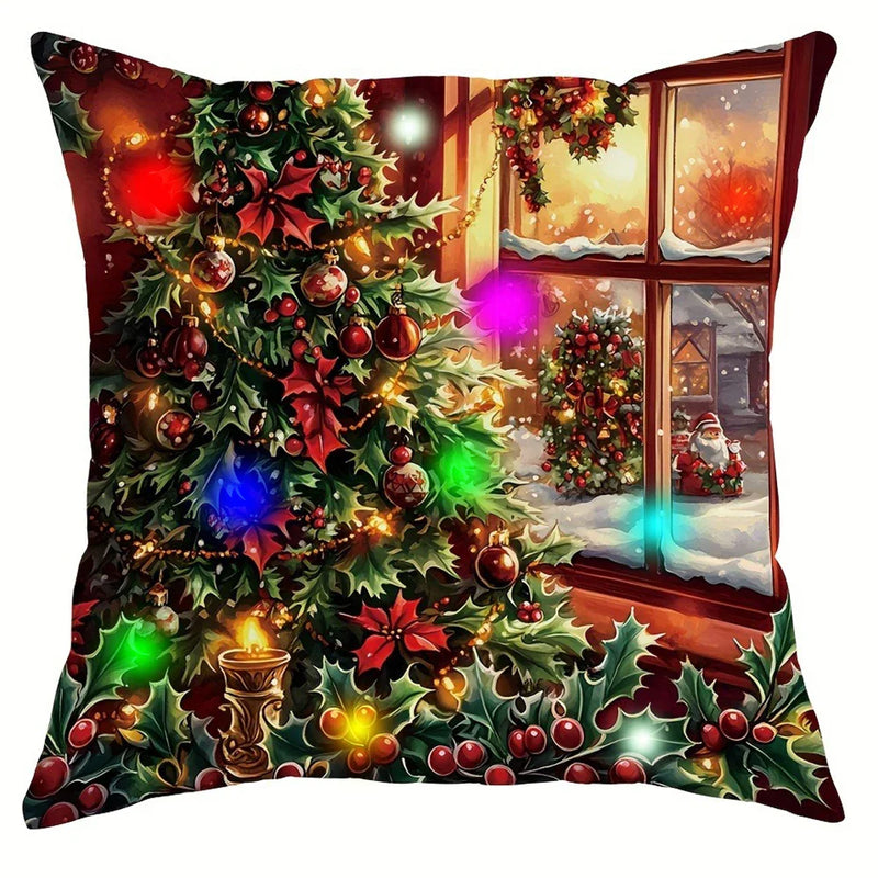 Axyaa Christmas Tree Bell Pattern Luminous Pillowcase - Festive Home Decor & Gift