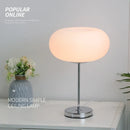 Axyaa White Glass Table Lamp: Minimalist Bauhaus Design, Nordic Style, Silver Iron Frame