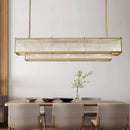 Axyaa Clear Glass Rod Linear Chandelier - Vintage Gold Lustre LED Lighting