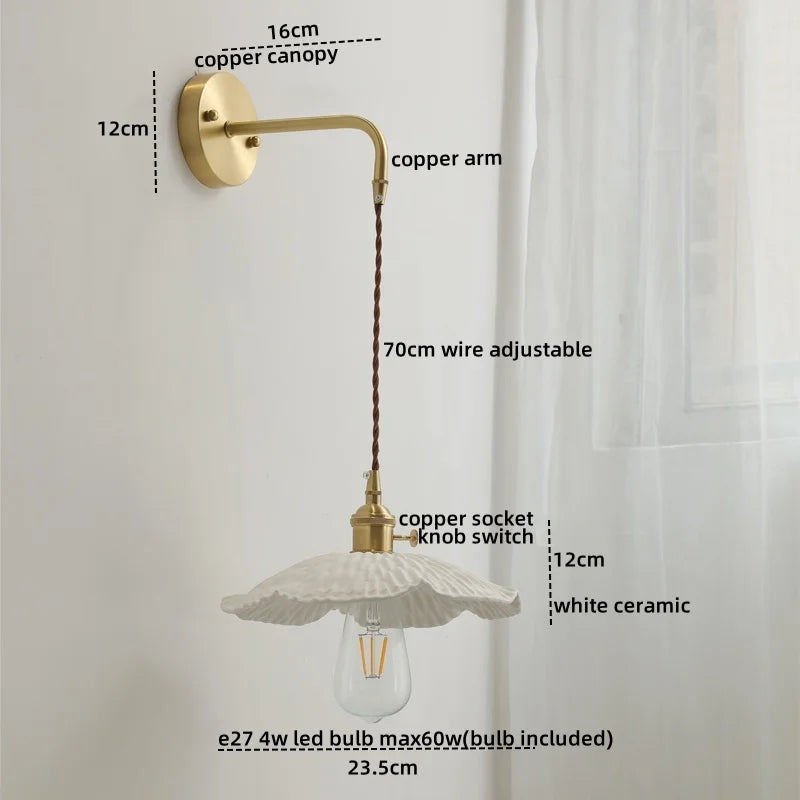 Axyaa Ceramic Copper LED Wall Lamp Sconce - Nordic Stair Light Fixture