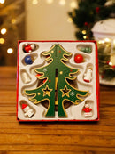 Axyaa Handcrafted Wooden Christmas Tree Ornament Green Festive Table Centerpiece