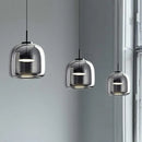 Axyaa Ash Grey Glass Pendant Light LED Chandelier, Modern Nordic Design for Living Room.