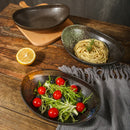 Axyaa Ceramic Ingot Bowl, Irregular Oval Salad Plate, Tableware Special-shaped Soup Plate