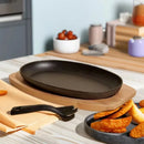 Axyaa Cast Iron Skillet Set with Tray and Spatula, Kitchen Essential for Grilled Fish