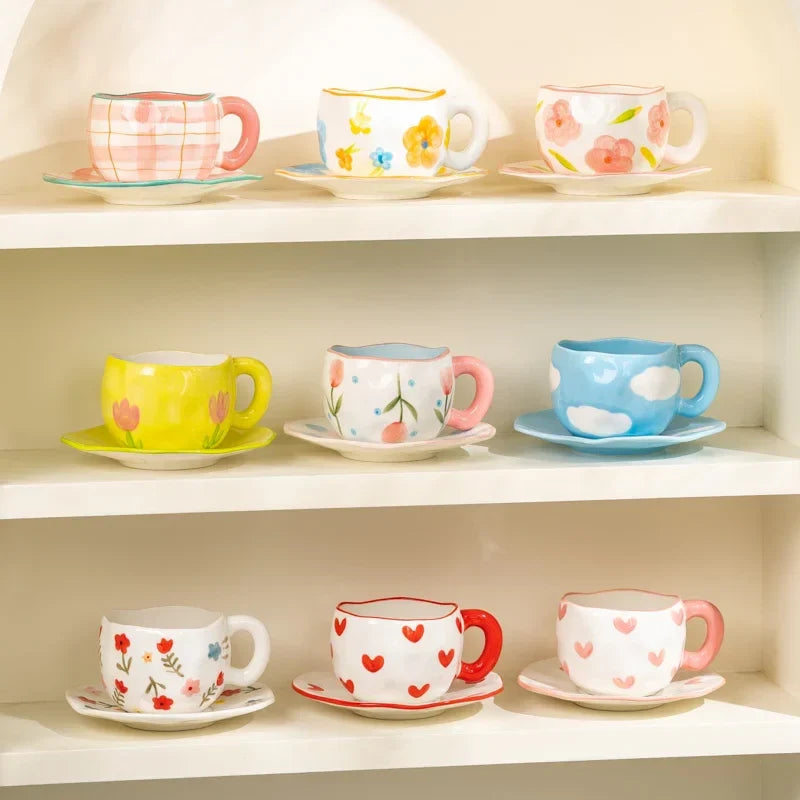 Axyaa Ceramic Mug: Irregular Pattern Coffee Cup for Creative Gifts