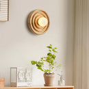 Axyaa Round Ash Wood Wall Lamp LED Light for Living Room Decor