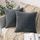 Soft Corduroy Striped 18x18 Inch Throw Pillow Covers for Winter Home Decor - Axyaa