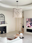 Axyaa Handmade Rope Woven Light for French Chandelier Vintage High Rise Villa Bedroom Dining Room.