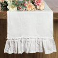 Axyaa Romantic Ruffled Cotton Table Runner - Rural Style Dining Table Decor