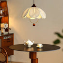 Axyaa Vintage Fabric Chandelier Wood Pendant Light for Dining Kitchen Living Room