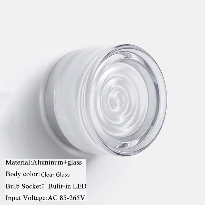 Axyaa Round Glass LED Wall Sconce, 4 Colors, Waterproof, Modern Wandlamp