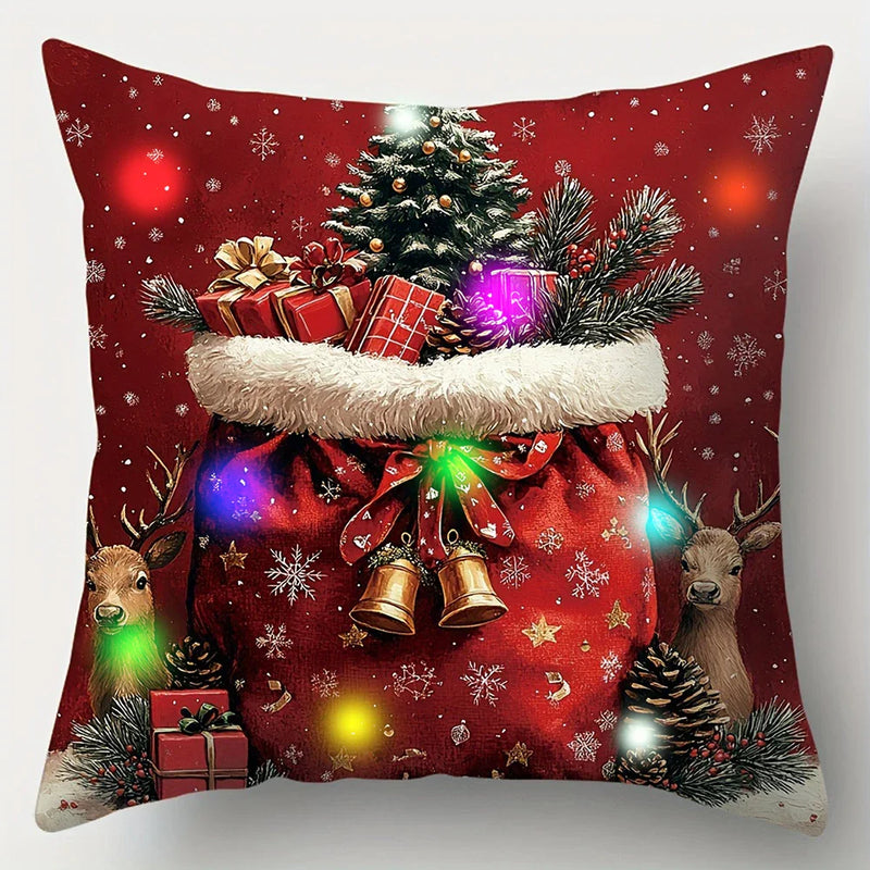Axyaa LED Luminous Pillowcase, Christmas Home Decoration, Sofa Cushion Cover, 45x45cm