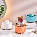 Axyaa Desktop Pen Holder: 360° Rotating Makeup Brush Cup, 5 Slots for Stationery & Makeup