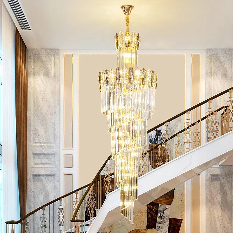 Axyaa Crystal Chandelier for Modern Duplex Living Room