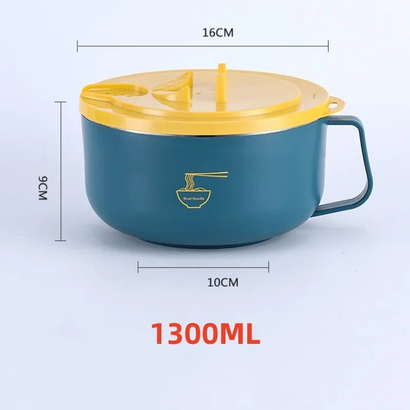 Axyaa Stainless Steel Double-Layer Noodle Bowl - Anti-Scalding Lunch Box & Food Container