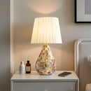 Axyaa Modern Shell Table Lamp with White Fabric Shade, E27 LED Bulb