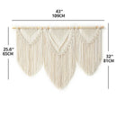Axyaa Macrame Wall Hanging Tapestry Wooden Stick Boho Decor Tassel Curtain • Hand-Woven Wedding Backgrou