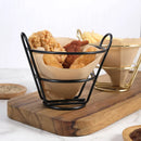 Axyaa French Fries Cone Basket Holder Set - Food Display Rack with Dip Dishes & Chicken Snack Bowl