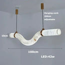 Axyaa Marble Collection LED Hanging Chandelier - Trendy Large Suspended Luminaire