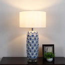 Axyaa Blue Ceramic LED Table Lamp for Bedroom Living Room Villas