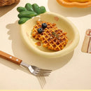Axyaa Ceramic Dessert Plate: Aesthetic Tea Table Snack Salad Plate, Underglaze Color