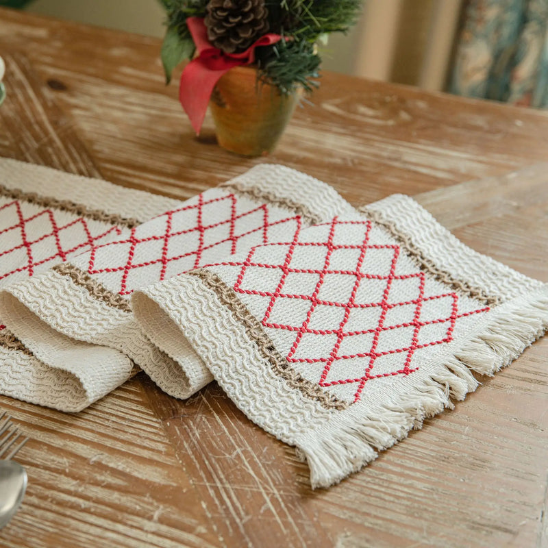 Luxury Green Solid Woven Table Runner by Axya - American Holiday Home Decor