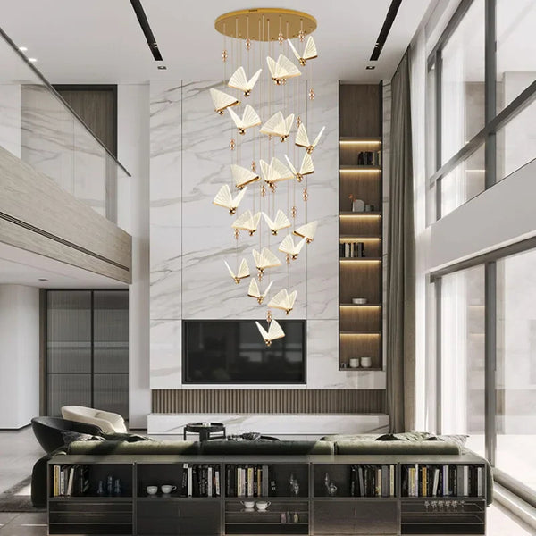 Axyaa Modern Butterfly LED Chandelier for Living Dining Room Stairwell Hallway