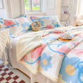 Axyaa Cartoon Print Dual Use Blanket in Milk Velvet & Cashmere for Winter and Spring