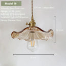 Axyaa Amber Glass Pendant Light Brass Vintage Adjustable Hanging Lamp
