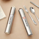 Axyaa Stainless Steel Dinnerware Set in Portable Box - Student Reusable Tableware