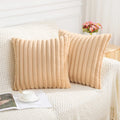 Axyaa Soft Striped Faux Rabbit Plush Cushion Covers for Stylish Home Decor.