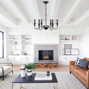 Axyaa Black 6-Light Chandelier - Classic Candle Design, Perfect for Bedrooms & Studies