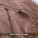 Axyaa Linen/Cotton Queen Quilt Set, Cameo Rose, Diamond Stitch, Pre-Washed