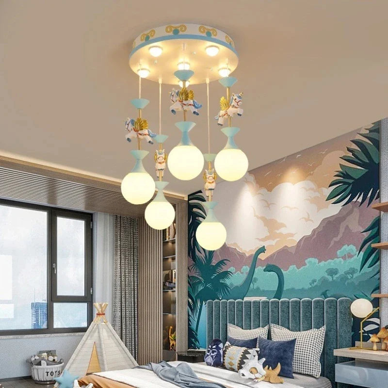Axyaa Unicorn Cartoon Pendant Lamp for Children's Room LED Ceiling Light