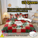 Axyaa Christmas Plaid Floral Wreath Duvet Cover Set