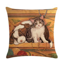Axyaa Cute Cat Pet Pattern Pillow Cover Linen Throw Pillow 45*45cm