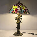 Axyaa Glass Flower Tiffany Table Lamp LED for Home Bedroom Study