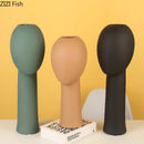 Axyaa Abstract Human Head Ceramic Vase for Desk Decoration and Flower Arrangement