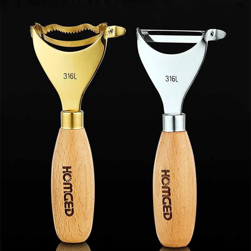 Axyaa Stainless Steel Peeler Corn Separator with Wooden Handle, Home Kitchen Tool